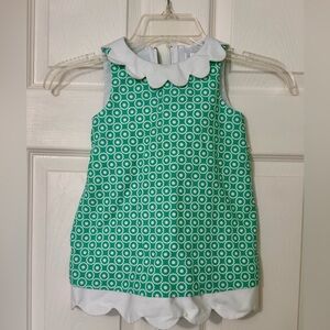 Florence Eiseman Teal and White 2T Dress